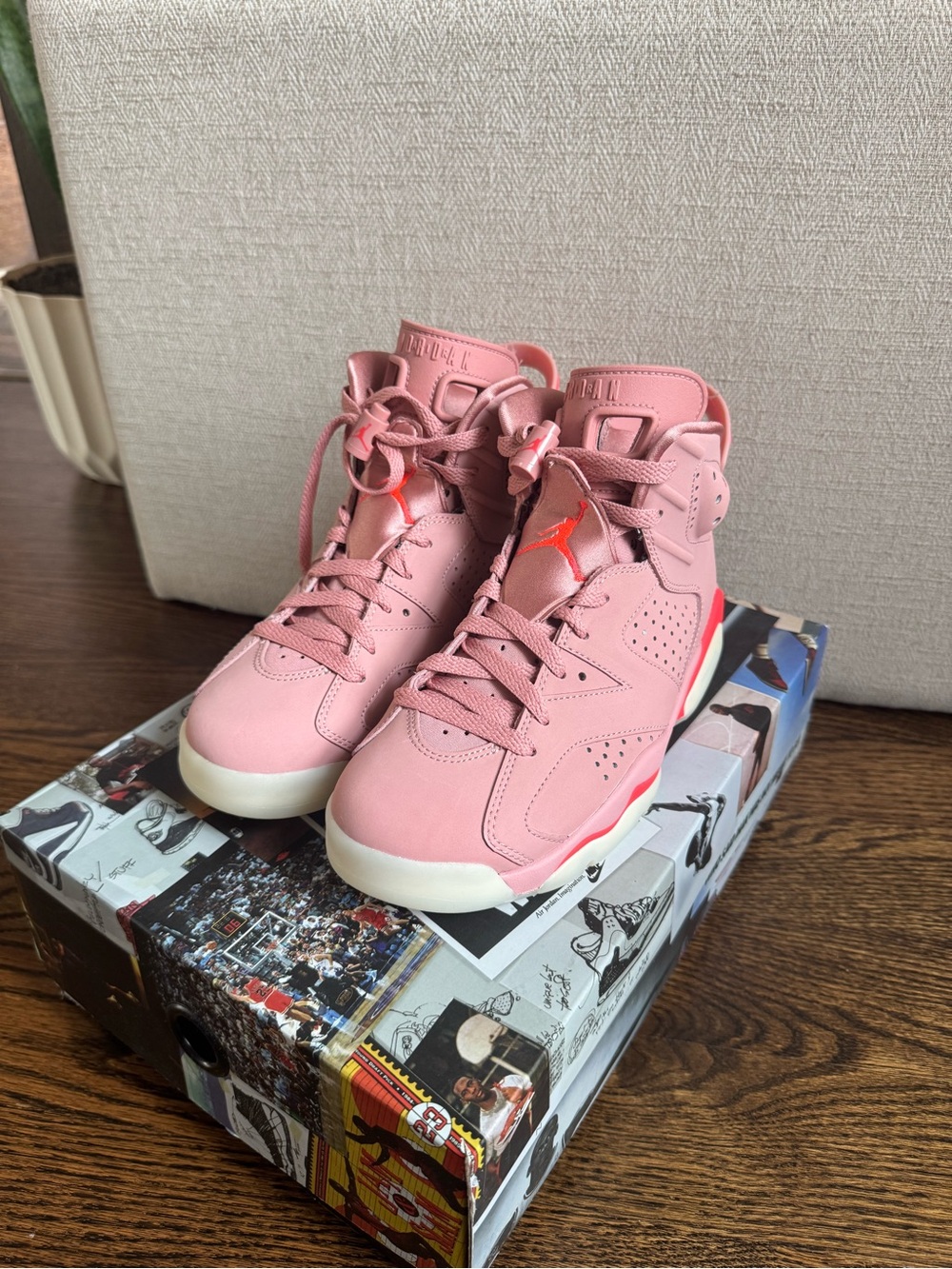 Jordan Kids Pink and White High-Top Sneakers